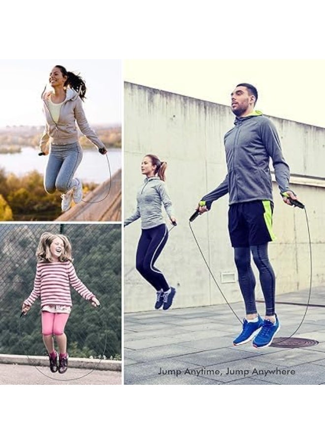 حبل قفز سريع مصنوع من كابل فولاذي ممتاز - قابل للتعديل، تصميم بمحامل كروية بزاوية 360 درجة، مقابض إسفنجية/مانعة للانزلاق - مناسب لتمارين كروس فيت، وتمارين الكارديو، وتمارين HIIT - Image 2